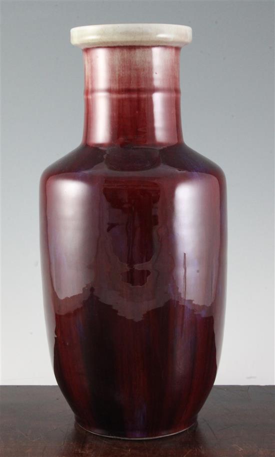 A Chinese flambe glazed Rouleau vase, 19th/20th century, 41cm